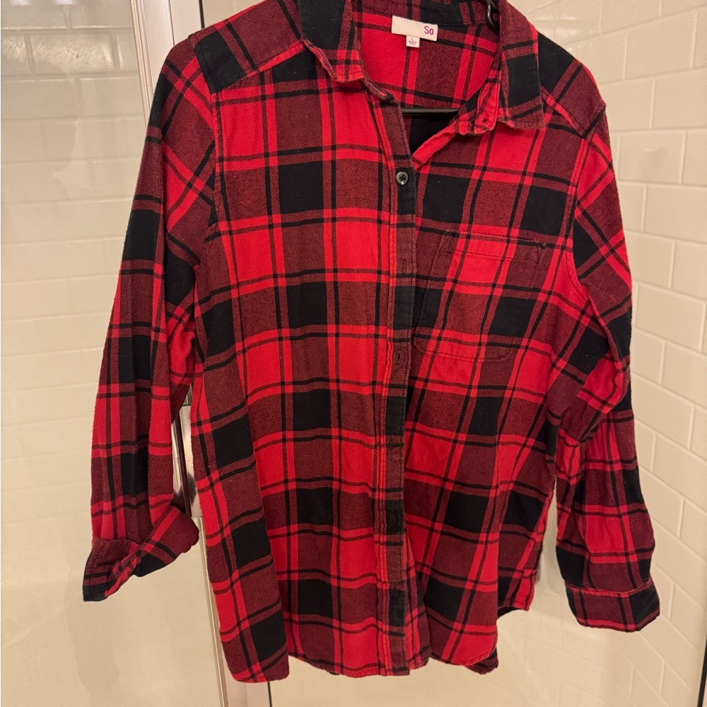 SO Blue and Black Plaid Shirt